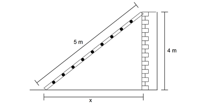 Sebuah tangga bersandar pada tembok yang tingginya 12 m jika jarak kaki tangga dengan tembok 5 m hitunglah panjang tangga